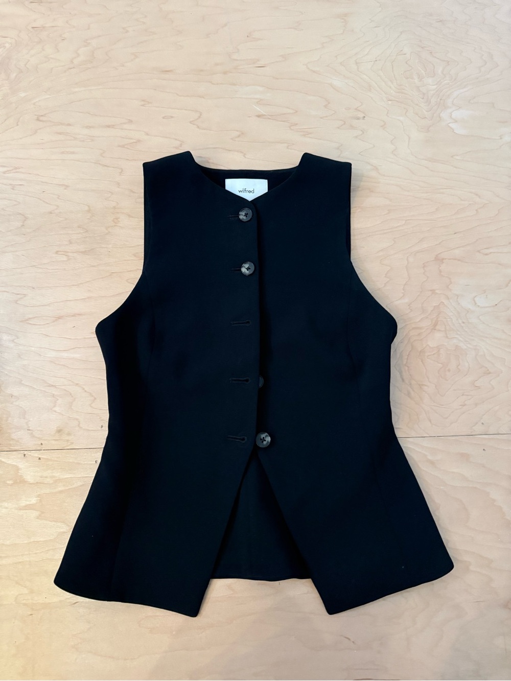 Wilfred Black Structured Sleeveless Button Vest